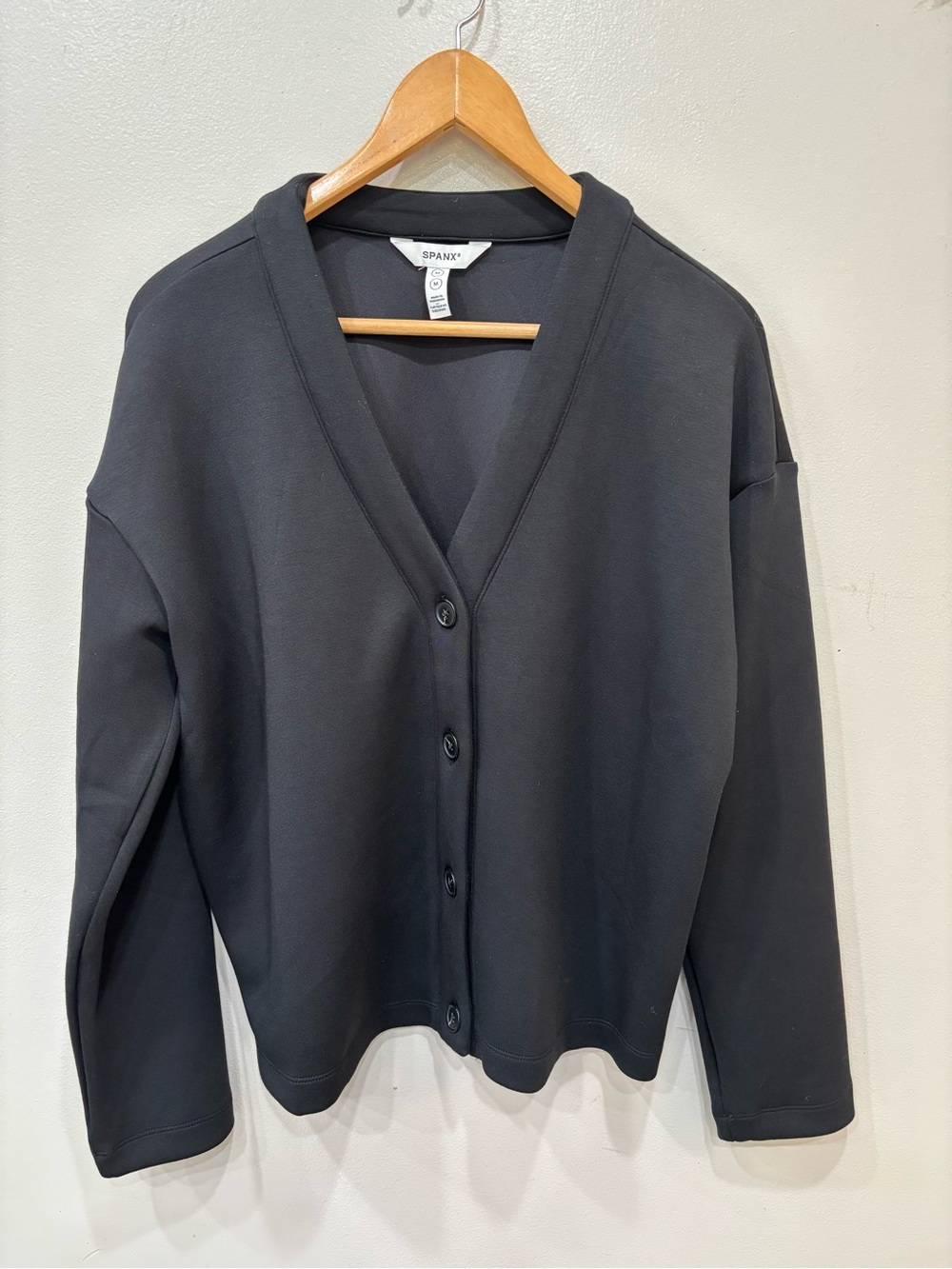Spanx Air Essentials V-Neck Front Buttons Cardigan Black Women’s Medium